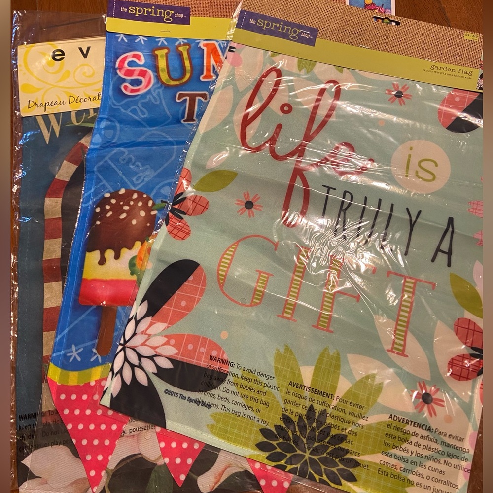 Set of Three Brand New Garden Flags